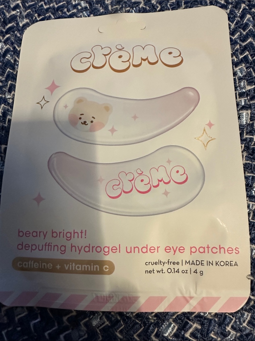 Crème Beary Bright Depuffing Hydrogel Under Eye Patches - Pink/White